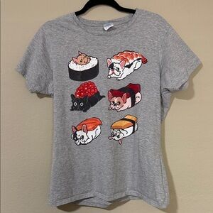 Port & Company Frenchie Sushi Dog Print T-Shirt